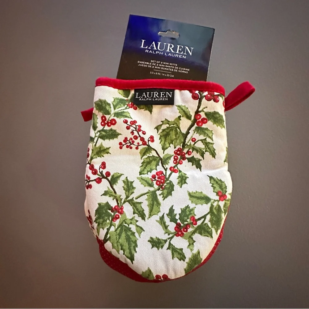 Lauren Ralph Lauren Holly Berry dish towel set with matching mini oven m…
